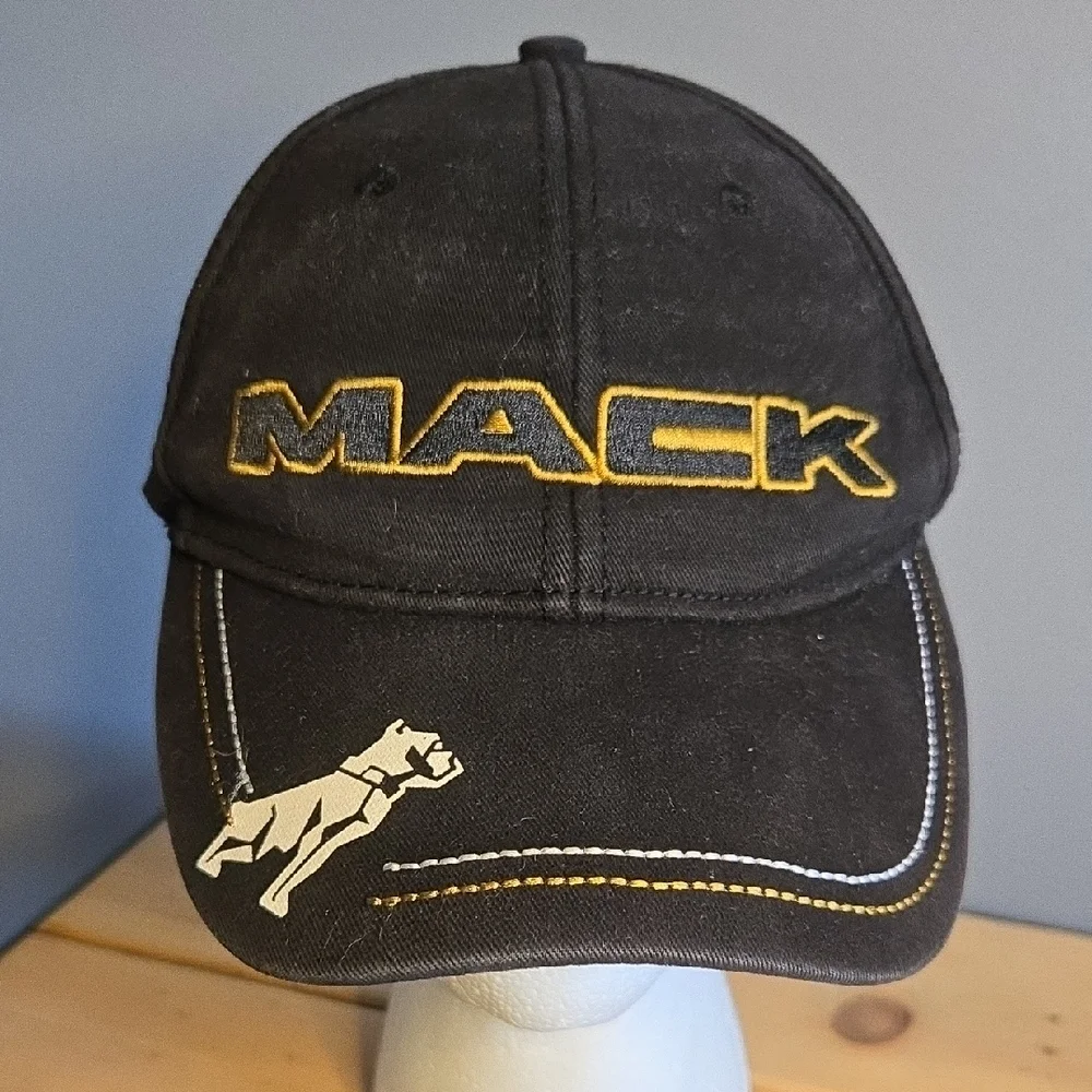 Mack Trucking Co Logo Black and Gold Cotton Adjustable Snap Back Cap - Picture 1 of 10